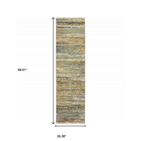 2' X 8' Gold And Slate Abstract Runner Rug